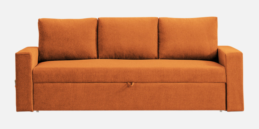 Kara Fabric 3 Seater Pull Out Sofa Cum Bed In Vivid Orange Colour - Febonic Living