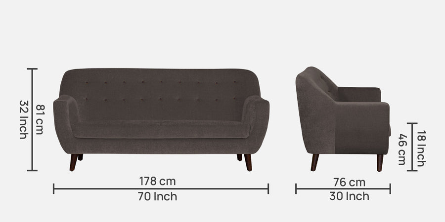 German Fabric 3 Seater Sofa In Caspa Brown Colour - Febonic Living