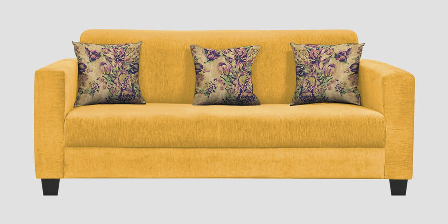 Lipu Fabric 3 Seater Sofa In Bold Yellow Colour - Febonic Living