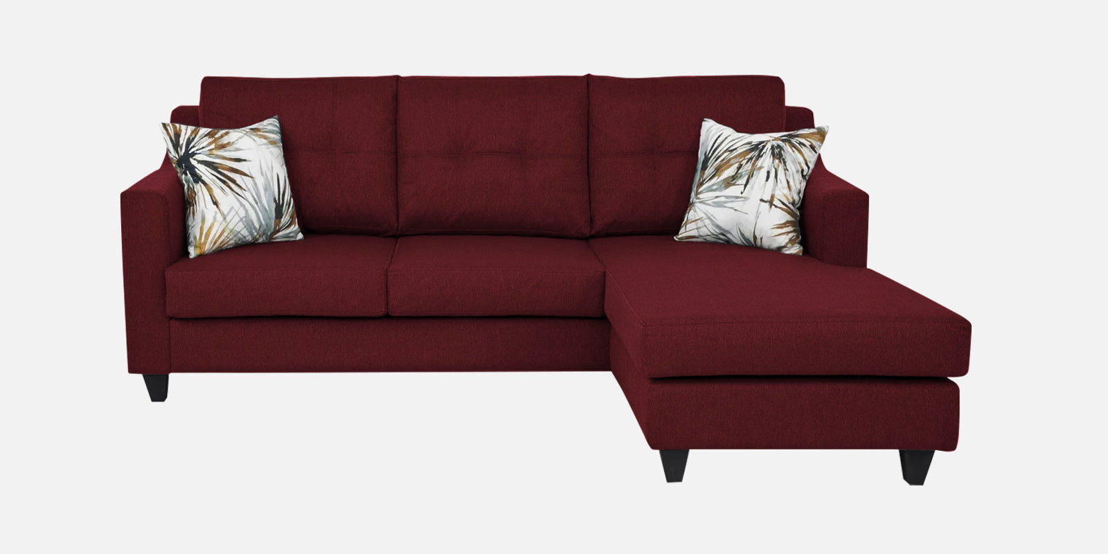 Welly Fabric LHS Sectional Sofa (2 + Lounger) In Blood Maroon Colour