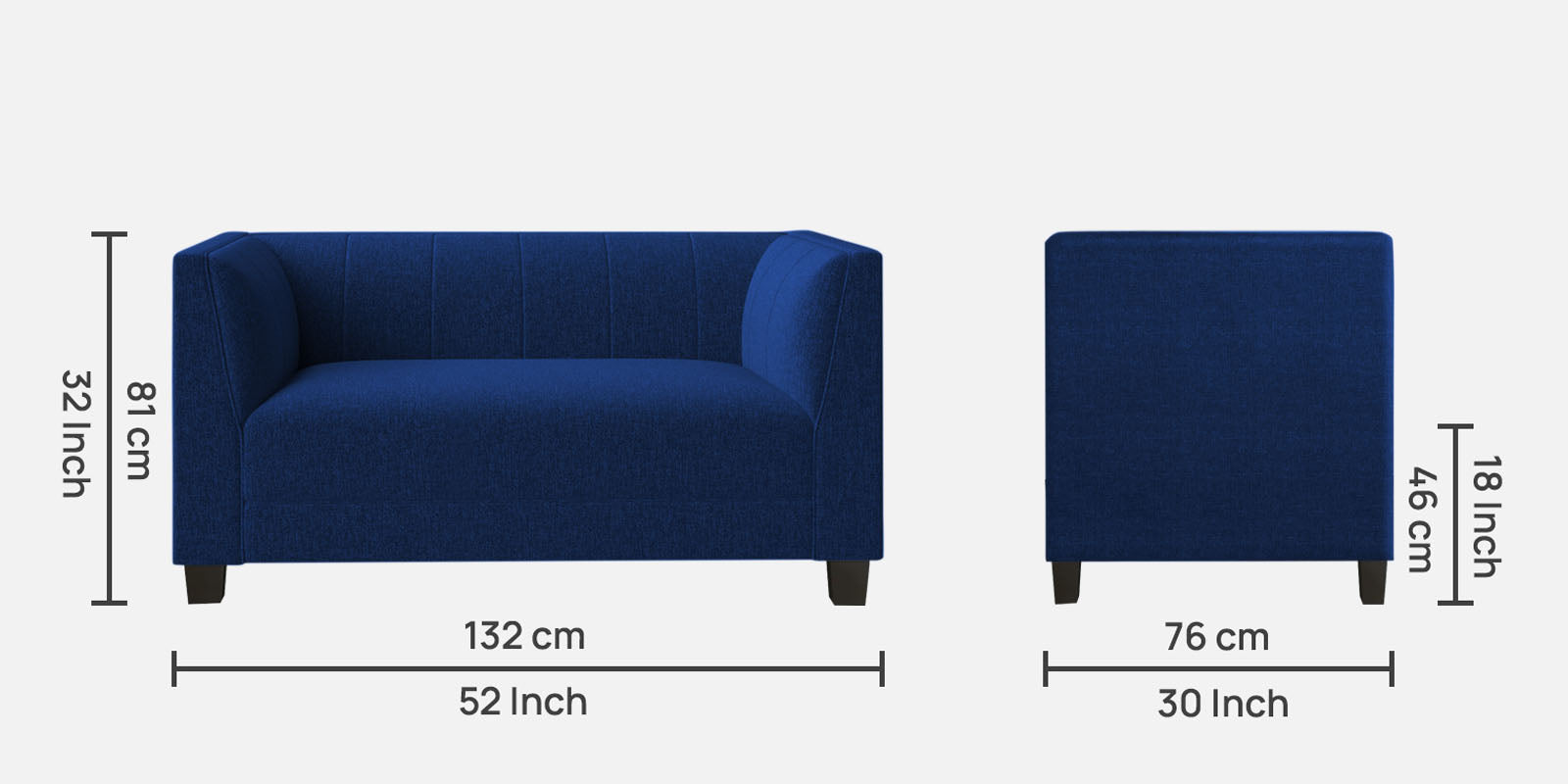 Chastin Fabric 2 Seater Sofa in Royal Blue Colour