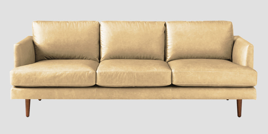 Sterio Leatherette 3 Seater Sofa In Peach Beige Colour - Febonic Living