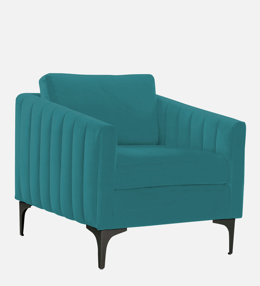 Haru Velvet 1 Seater Sofa In Arabian Green Colour - Febonic Living