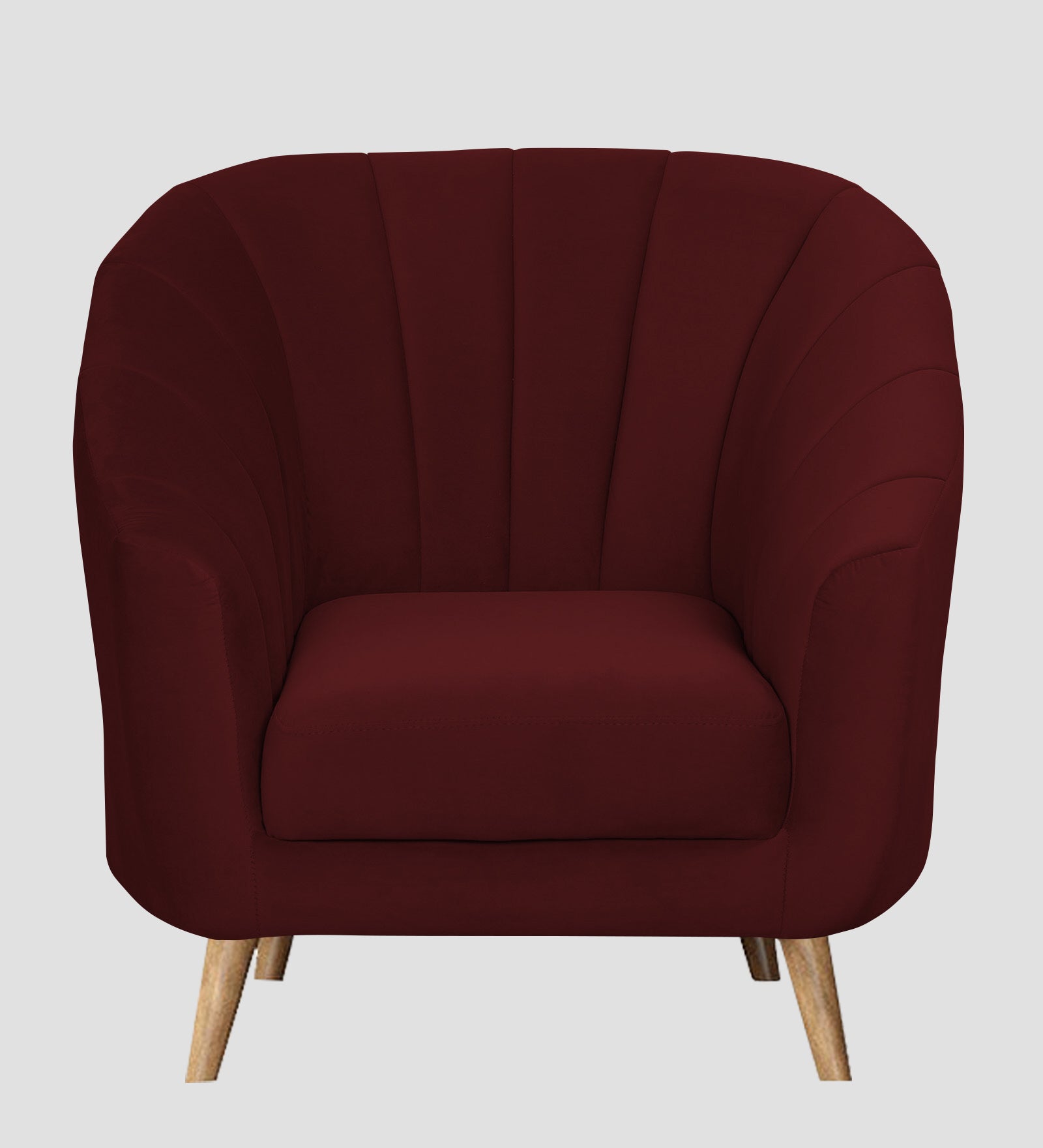 Nancy Velvet 1 Seater Sofa in Blood Maroon Colour