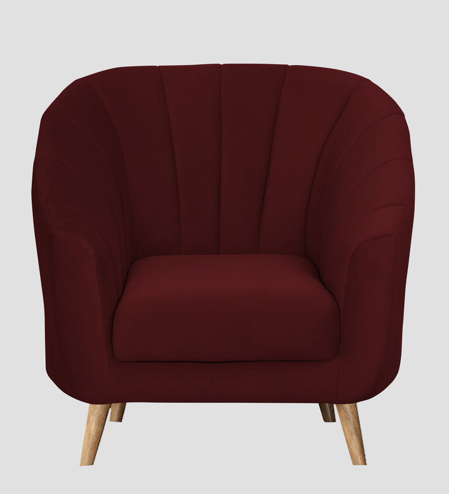 Kaylee Velvet 1 Seater Sofa In Blood Maroon Colour - Febonic Living