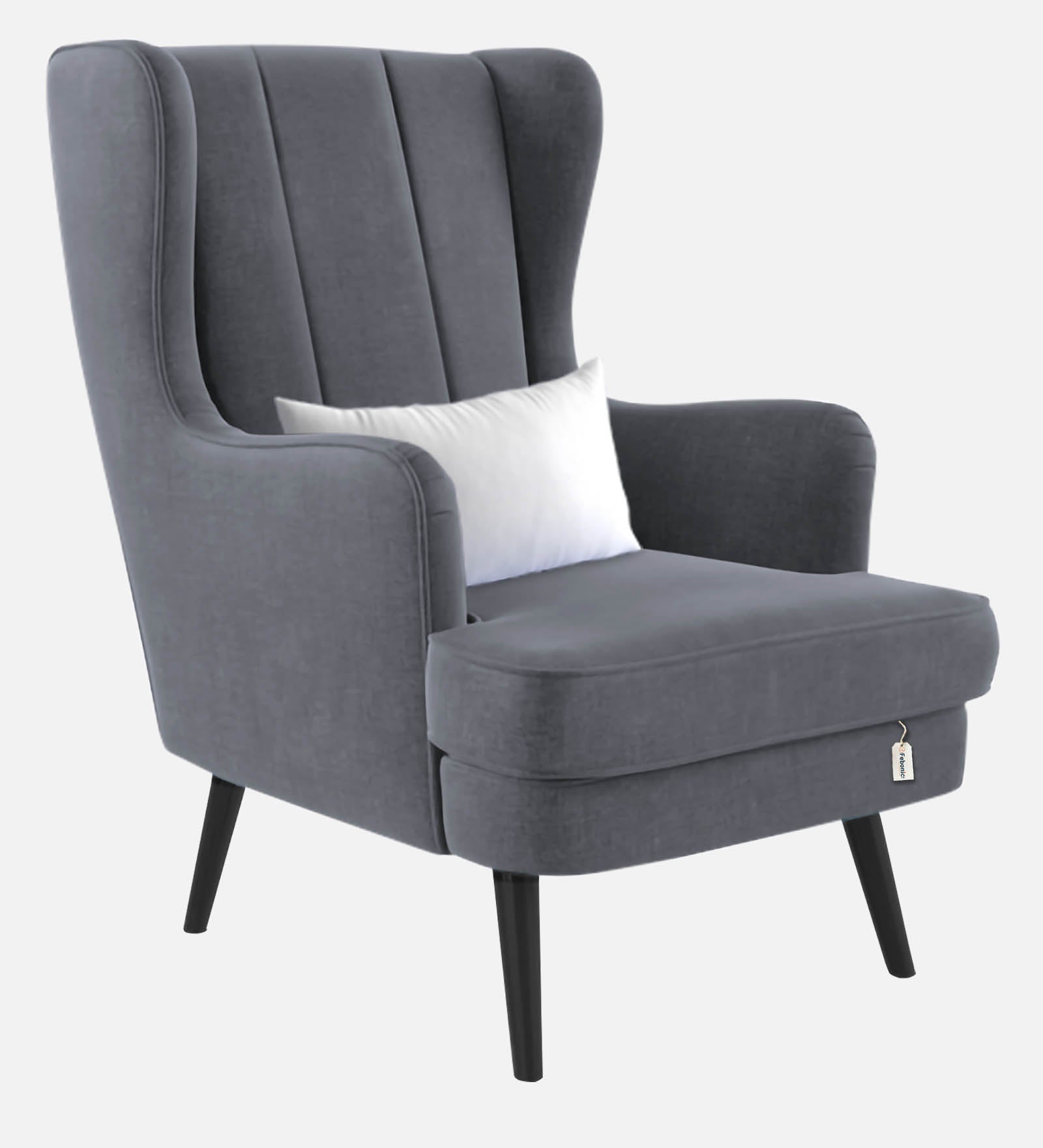 Niya Velvet Wing Chair in Pubble Grey Colour