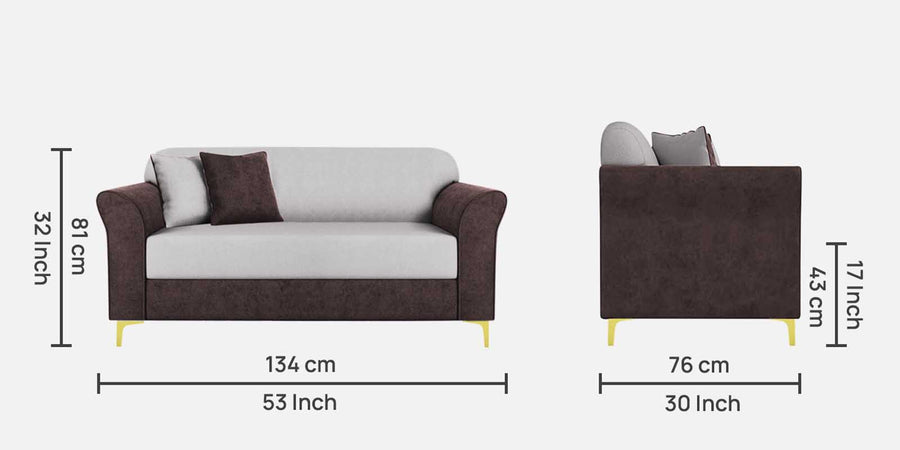 Jordan Velvet 2 Seater Sofa In Mocha Brown And Concreate Grey Colour - Febonic Living