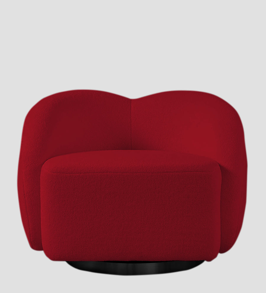 Miles Boucle Fabric Swivel Chair In Candy Red Colour - Febonic Living
