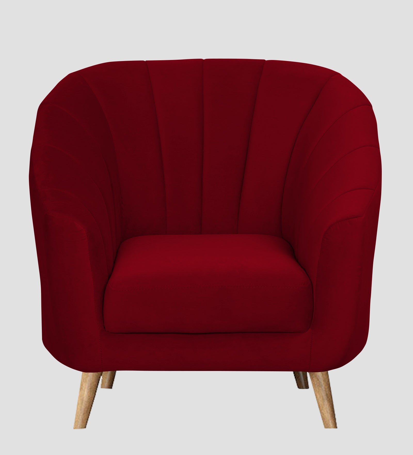 Nancy Velvet 1 Seater Sofa in Cherry Red Colour