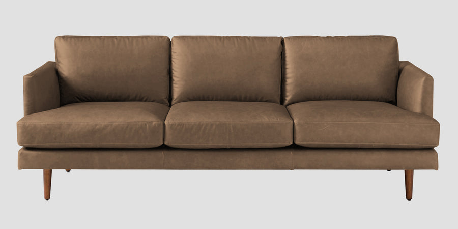 Sterio Leatherette 3 Seater Sofa In Husky Brown Colour - Febonic Living
