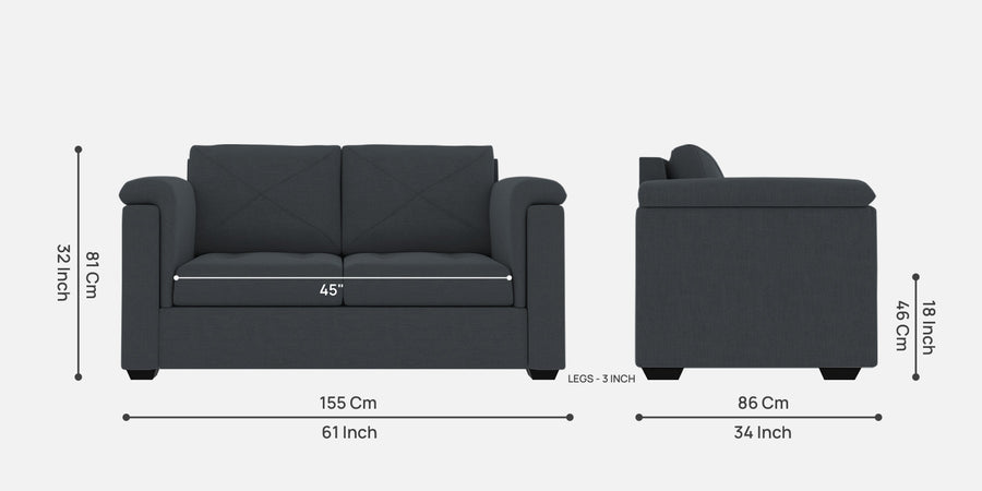 Andres Fabric 2 Seater Sofa In Dub Grey Colour - Febonic Living