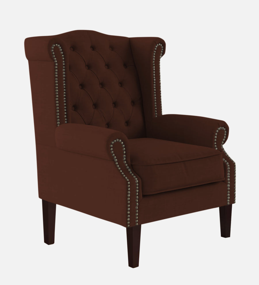 Nottage Fabric Wing Chair In Coffee Brown Colour - Febonic Living
