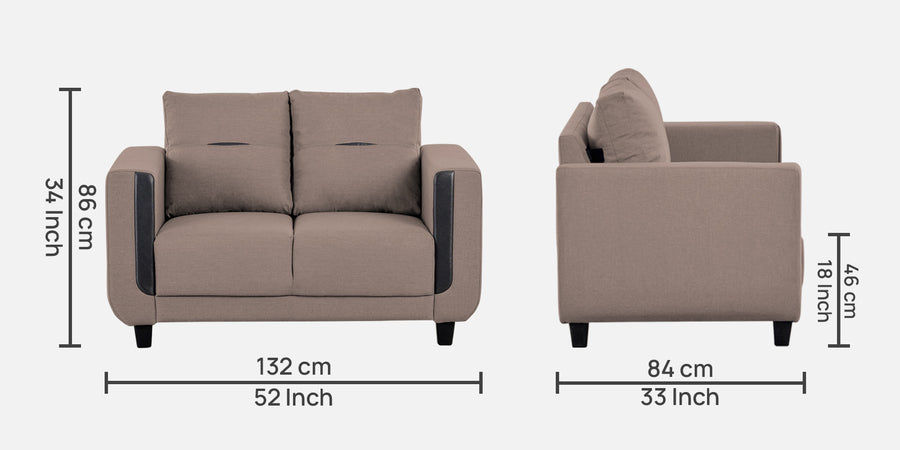 Perry Fabric 2 Seater Sofa In Kadhi Beige Colour - Febonic Living