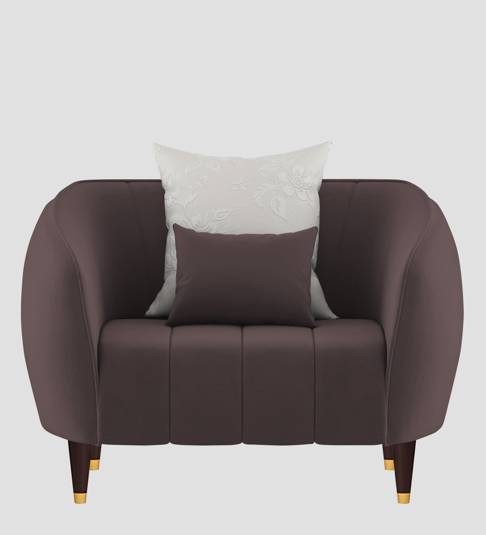 Hairo Velvet 1 Seater Sofa In  Mocha Brown Colour - Febonic Living