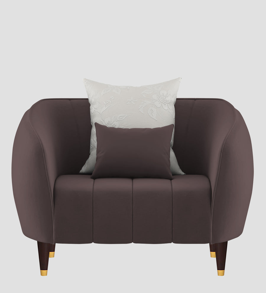Hairo Velvet 1 Seater Sofa In Mocha Brown Colour - Febonic Living