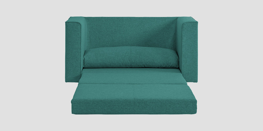 Kenia Fabric 2 Seater Foldable Sofa Cum Bed In Sea Green Colour - Febonic Living
