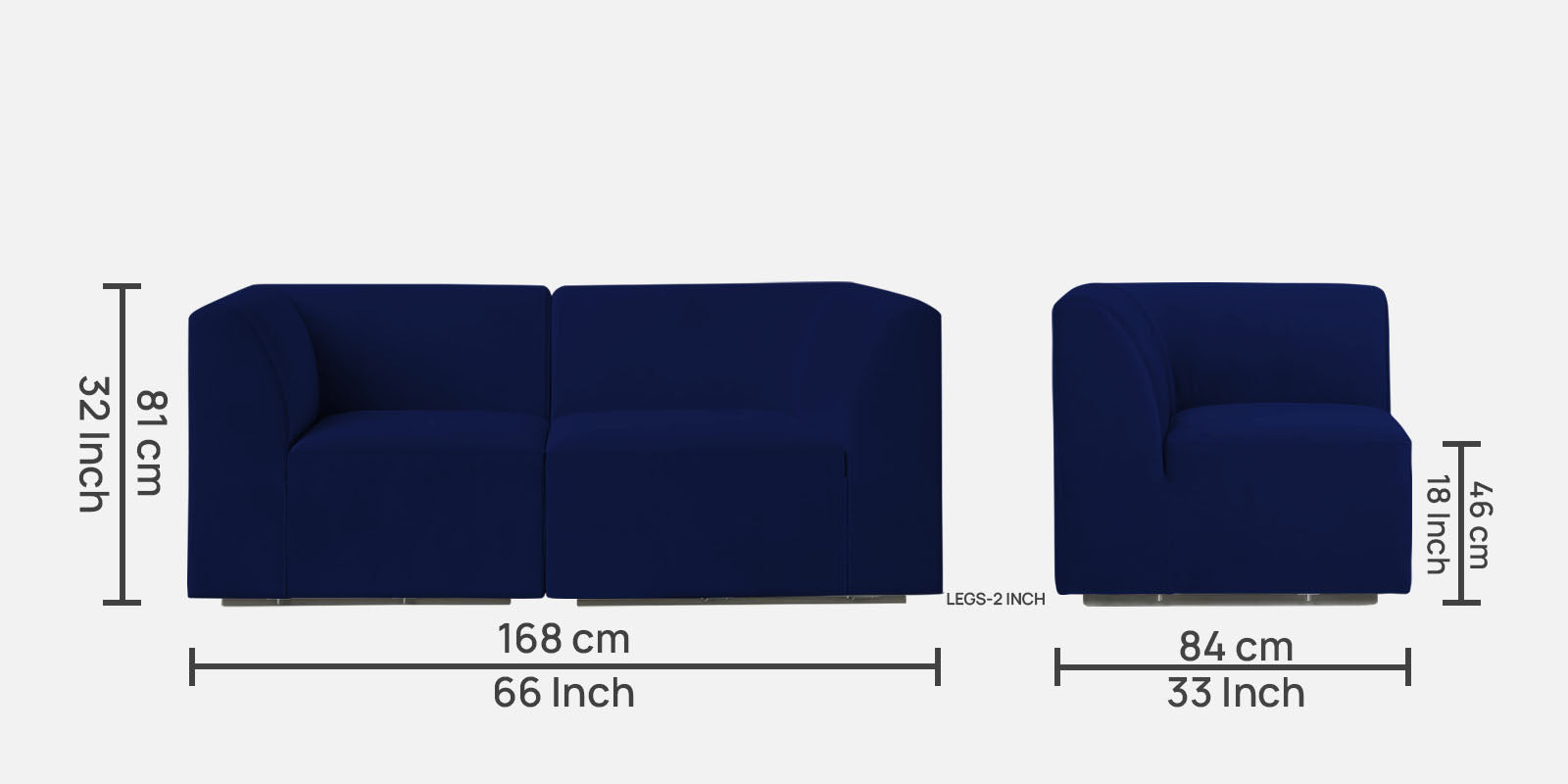 Bufa Velvet 2 Seater Sofa in Dark Blue Colour With Storage