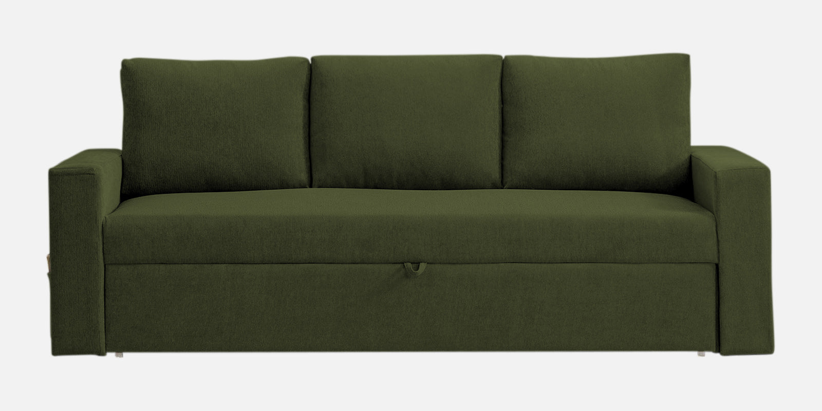 Kara Fabric 3 Seater Pull Out Sofa Cum Bed in Olive Green Colour