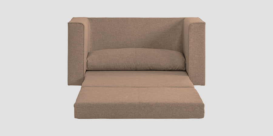 Kenia Fabric 2 Seater Foldable Sofa Cum Bed In Cookie Beige Colour - Febonic Living