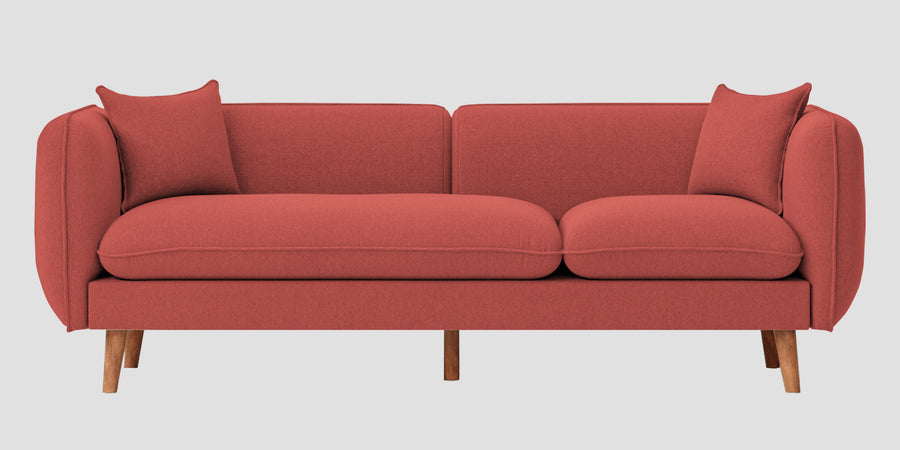 Reva Fabric 3 Seater Sofa In Salmon Pink Colour - Febonic Living