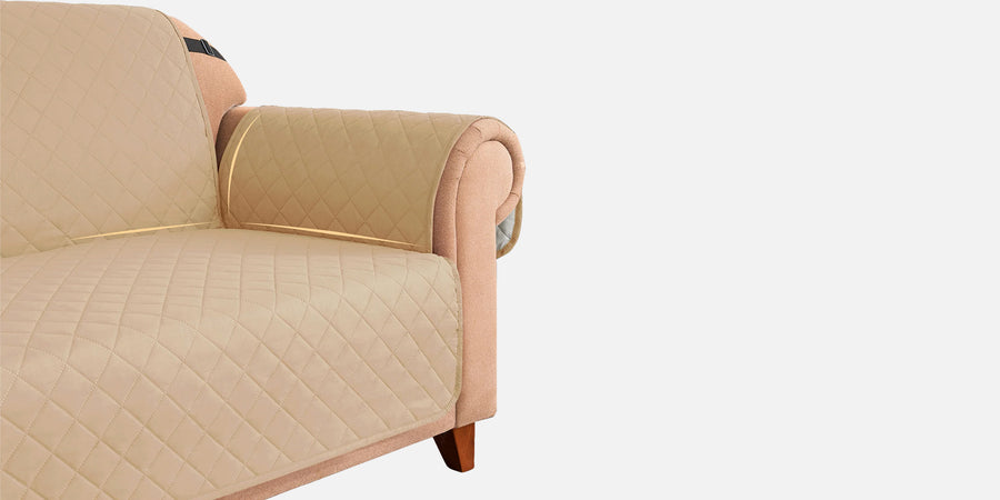 Bunny Velvet 3 Seater Quilted Sofa Cover In Winter Beige Colour - Febonic Living
