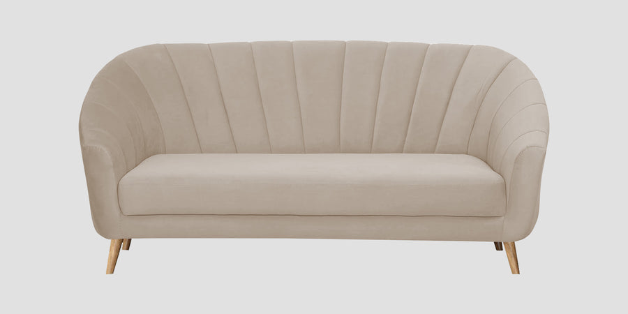 Kaylee Velvet 3 Seater Sofa In Cream Beige Colour - Febonic Living