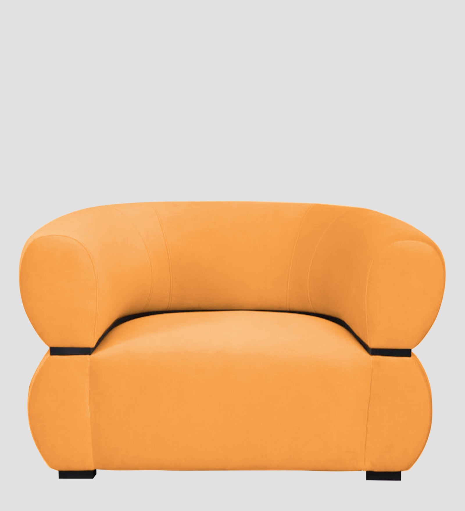 Kula Velvet 1 Seater Sofa In Tangerine Orange Colour