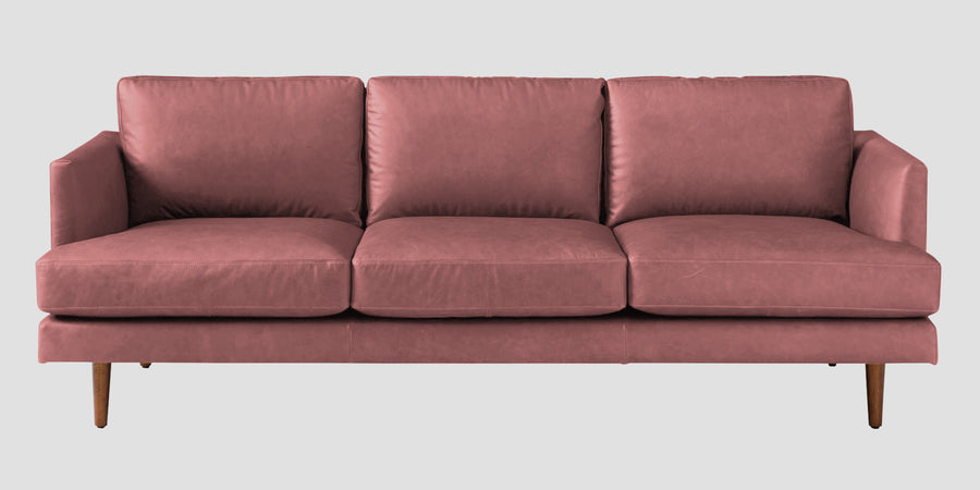 Sterio Leatherette 3 Seater Sofa In Light Pink Colour - Febonic Living