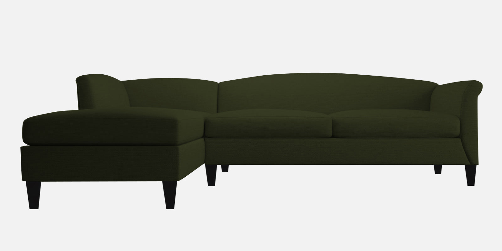 Kimber Fabric RHS Sectional Sofa (3+Lounger) in Olive Green Colour