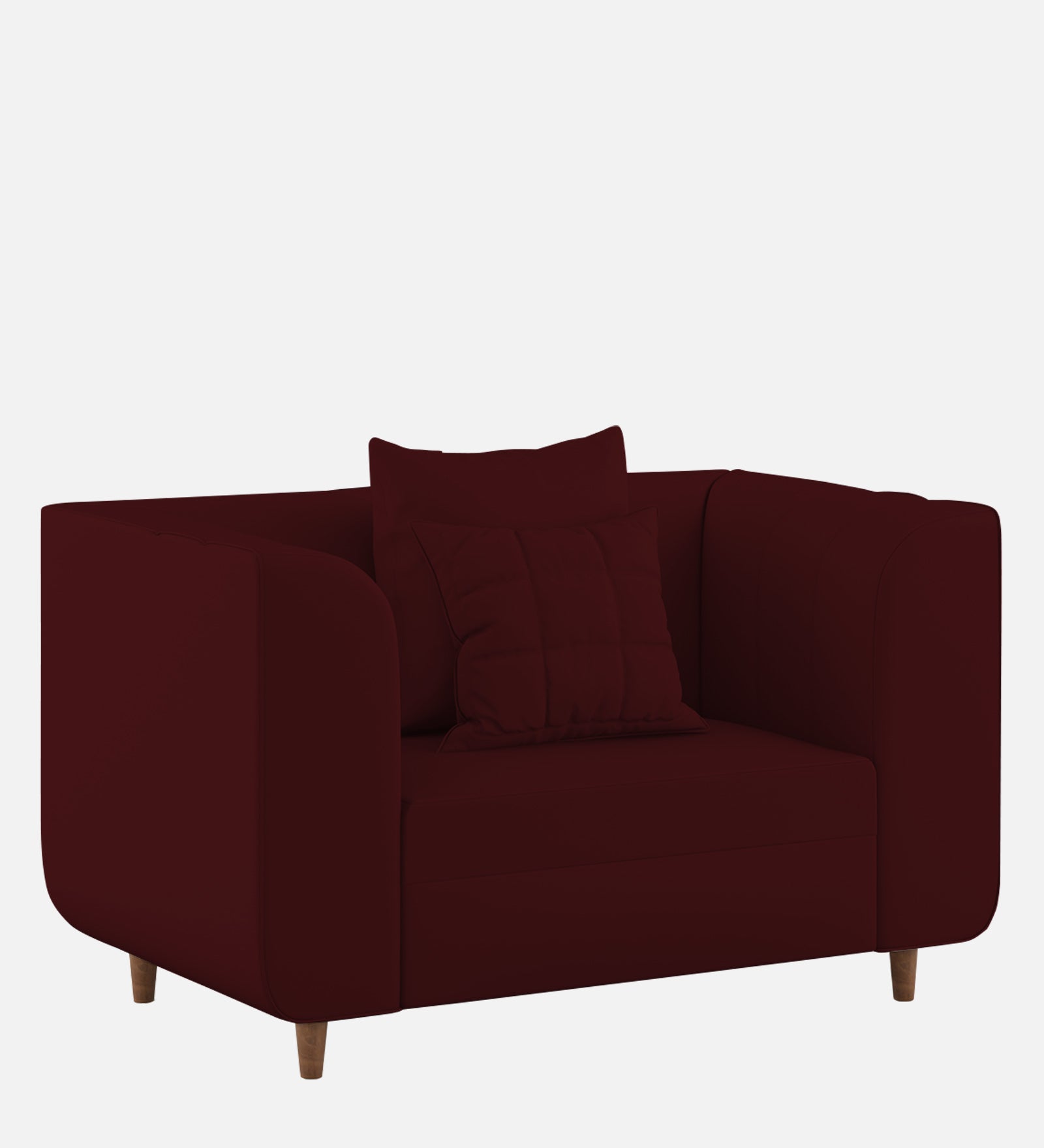 Sumo Velvet 1 Seater Sofa in Dark Maroon Colour