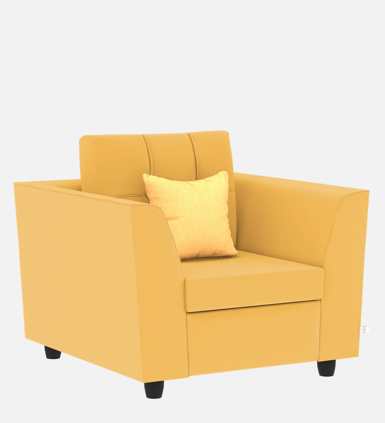 Nestin Velvet 1 Seater Sofa in Turmeric Yellow Colour