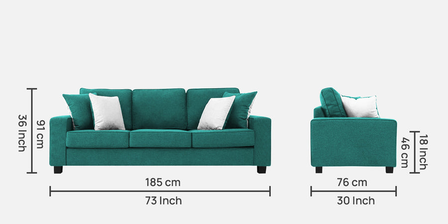 Ladybug Fabric 3 Seater Sofa In Sea Green Colour - Febonic Living