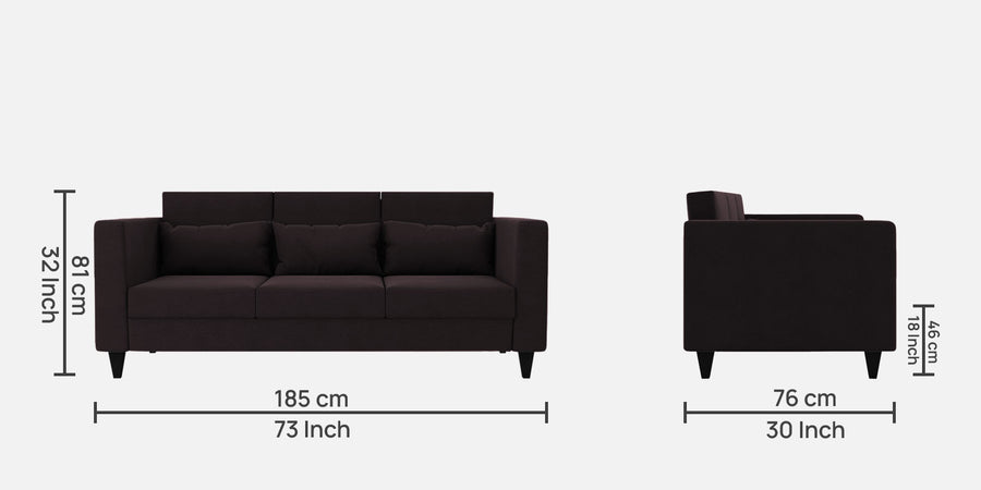 Nipul Fabric 3 Seater Sofa In Cara Brown Colour - Febonic Living