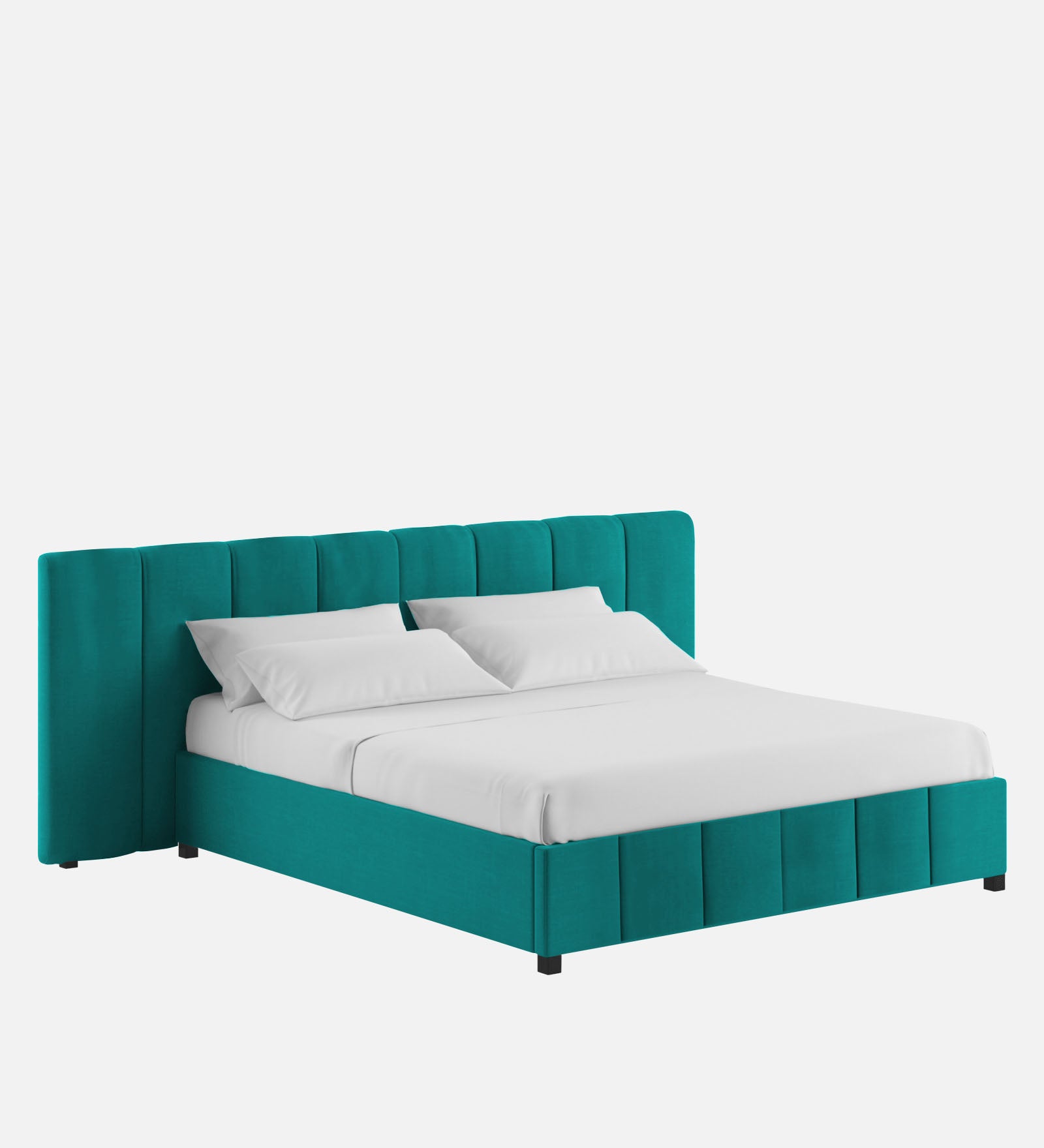 Nora Fabric King Size Bed In Sea Green Colour