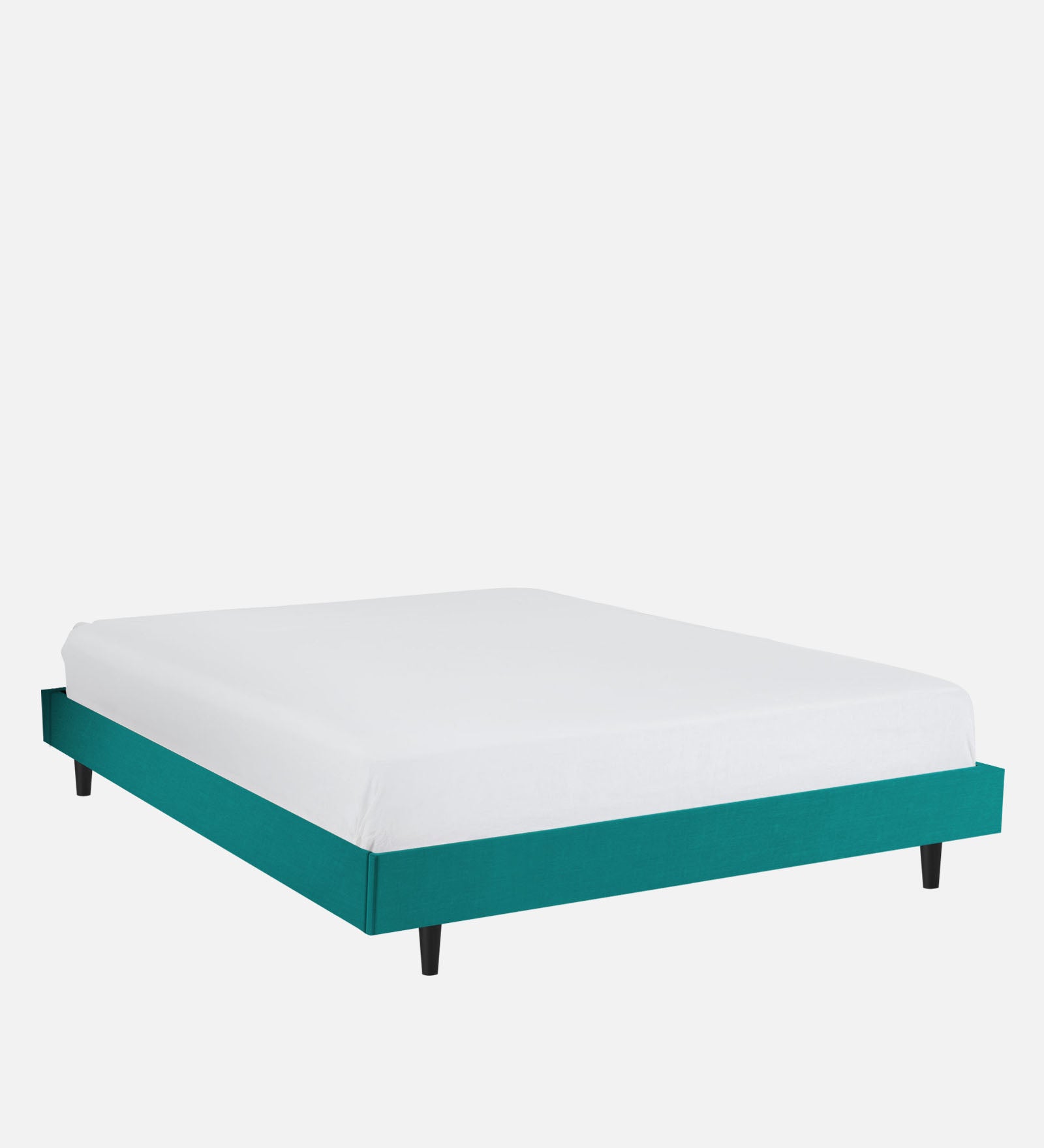 Basi Fabric Queen Size Bed In Sea Green Colour