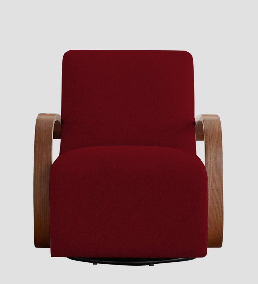 Balma Fabric Swivel Chair In Ruby Red Colour - Febonic Living