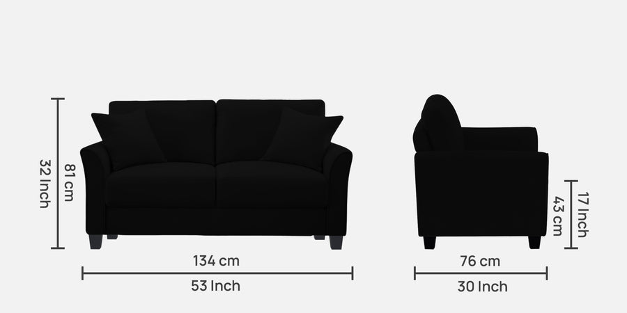 Daroo Velvet 2 Seater Sofa In Adam Black Colour - Febonic Living