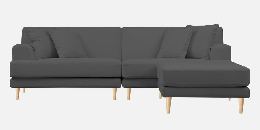 Woody Fabric Lhs Sectional Sofa 3 Lounger In Pure Grey Colour - Febonic Living