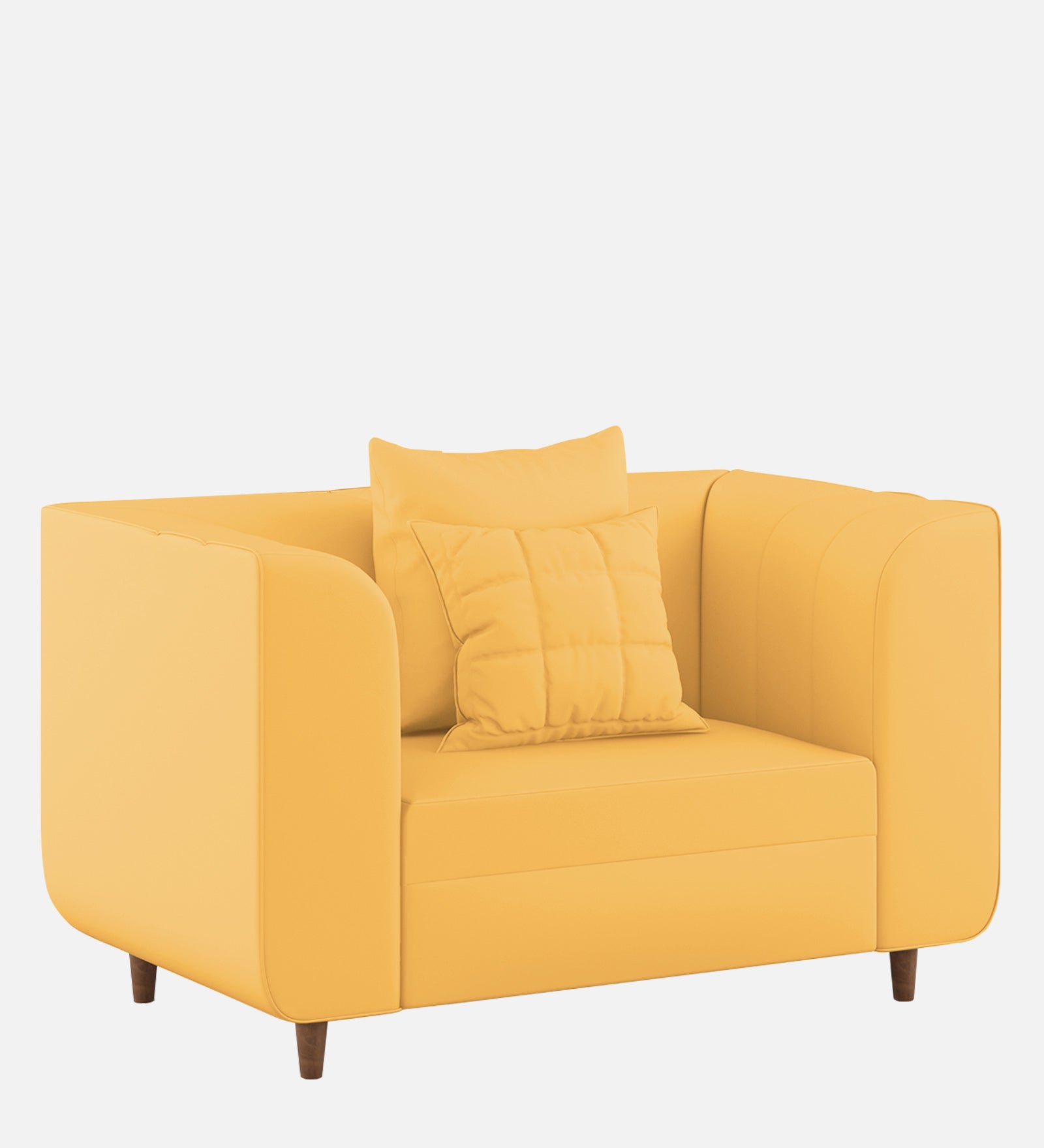 Sumo Velvet 1 Seater Sofa in Turmeric yellow Colour