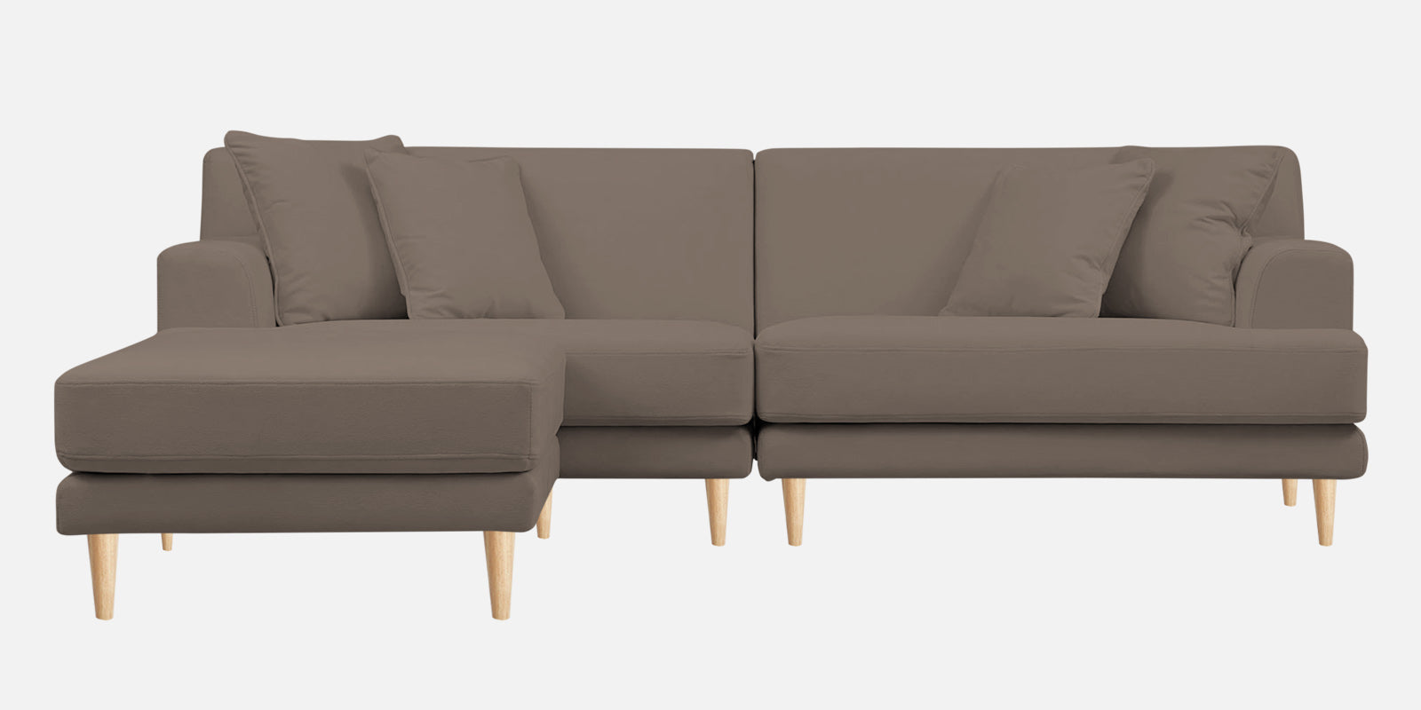 Woody Fabric RHS Sectional Sofa (3+Lounger) in Rock Beige Colour