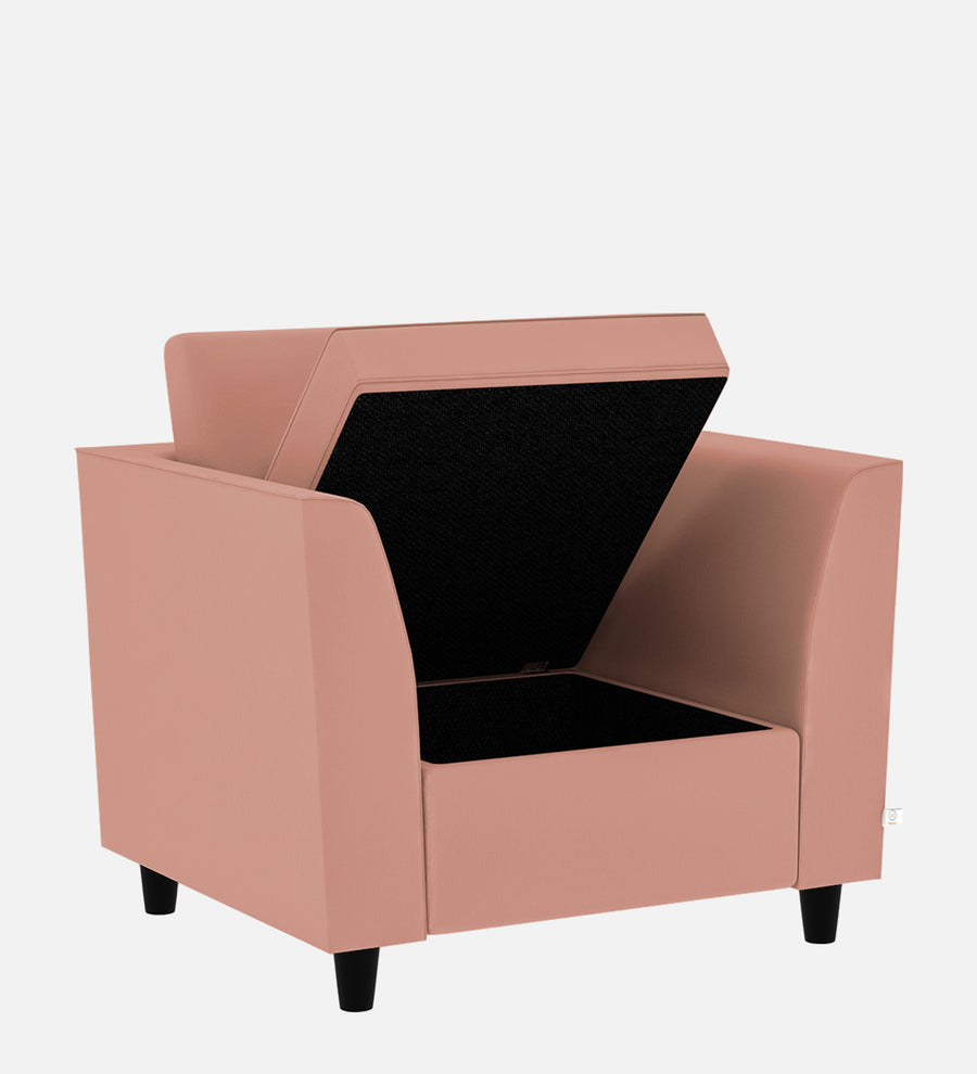Bristo Velvet 1 Seater Sofa In Blush Pink Colour With Storage - Febonic Living