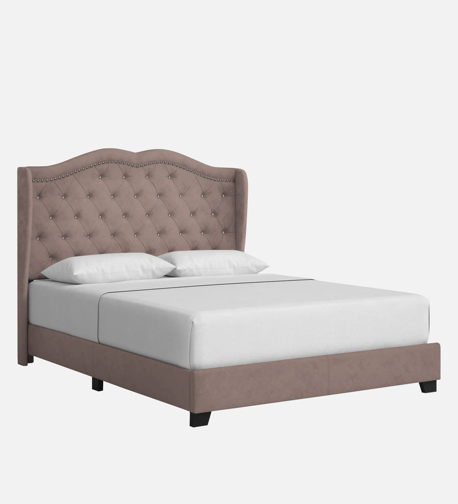 Blake Fabric Upholstered Queen Size Bed In Kadhi Beige Colour - Febonic Living