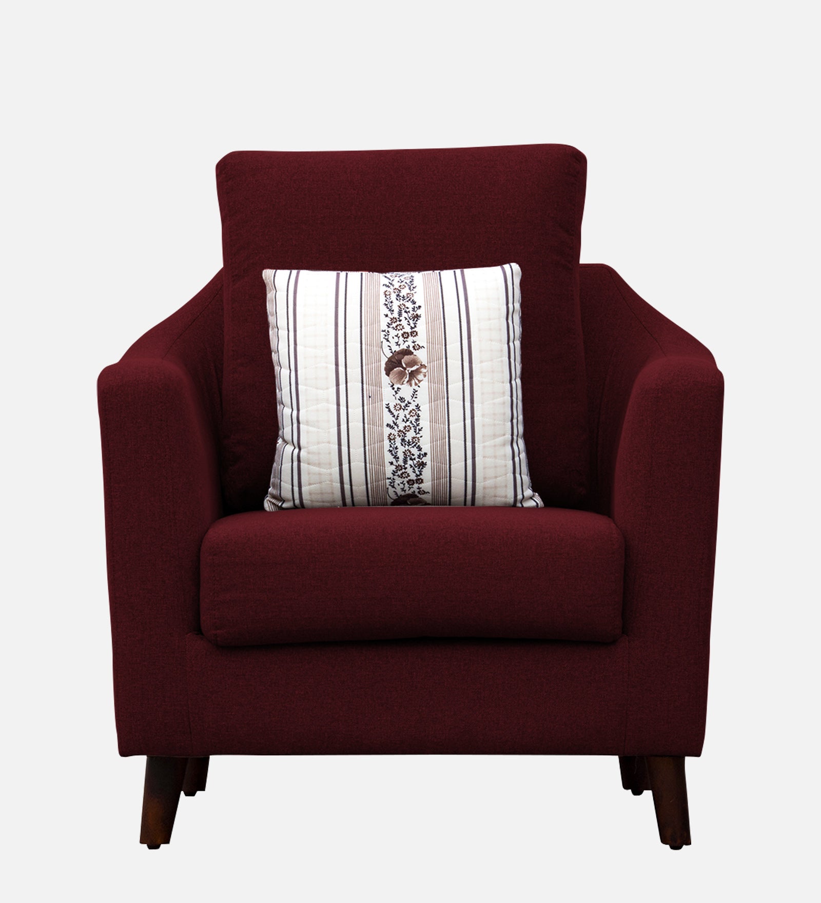 Kevin Fabric 1 Seater Sofa in Ruby Red Colour