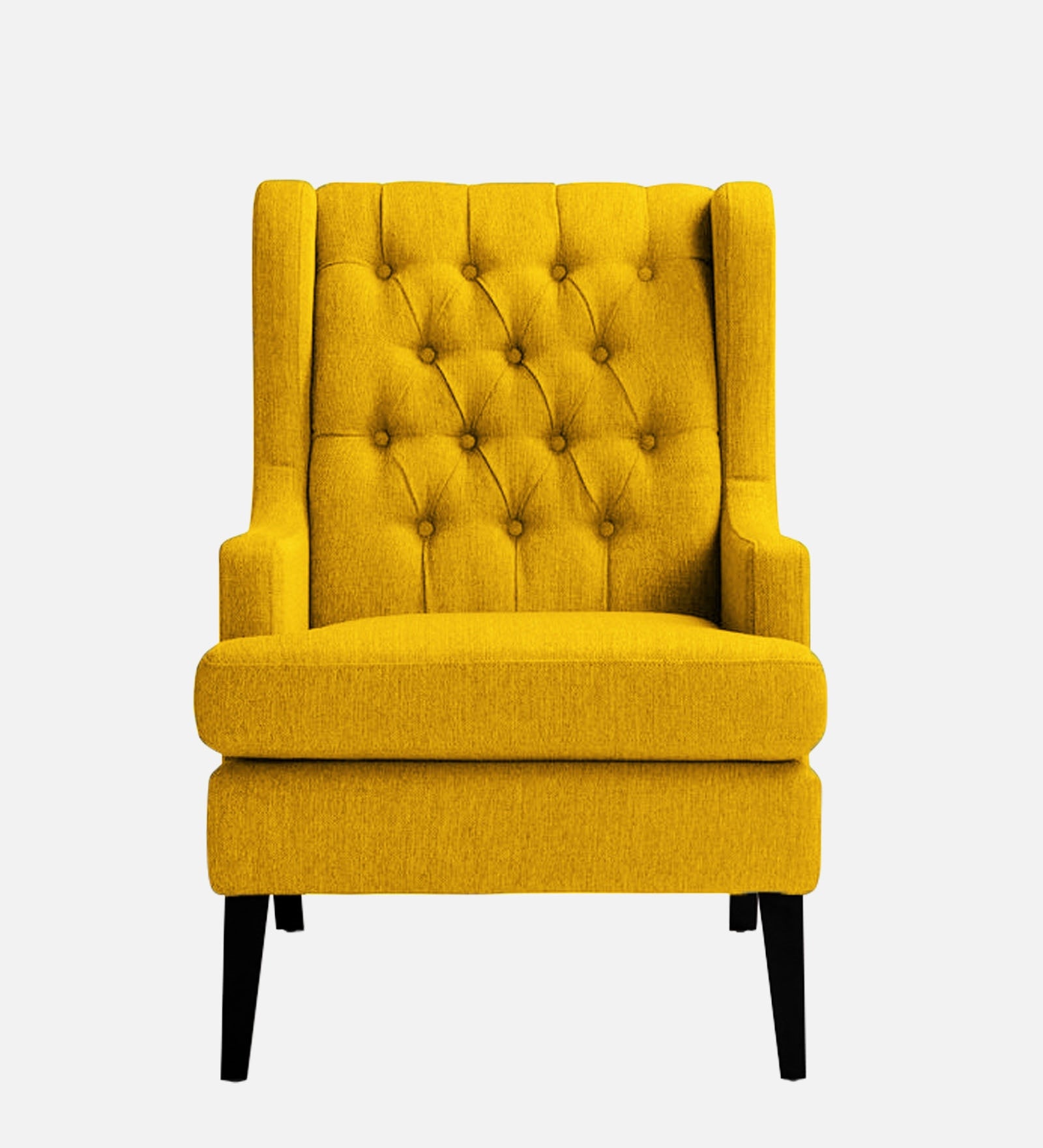 Panas Fabric Wing Chair In Bold Yellow Colour