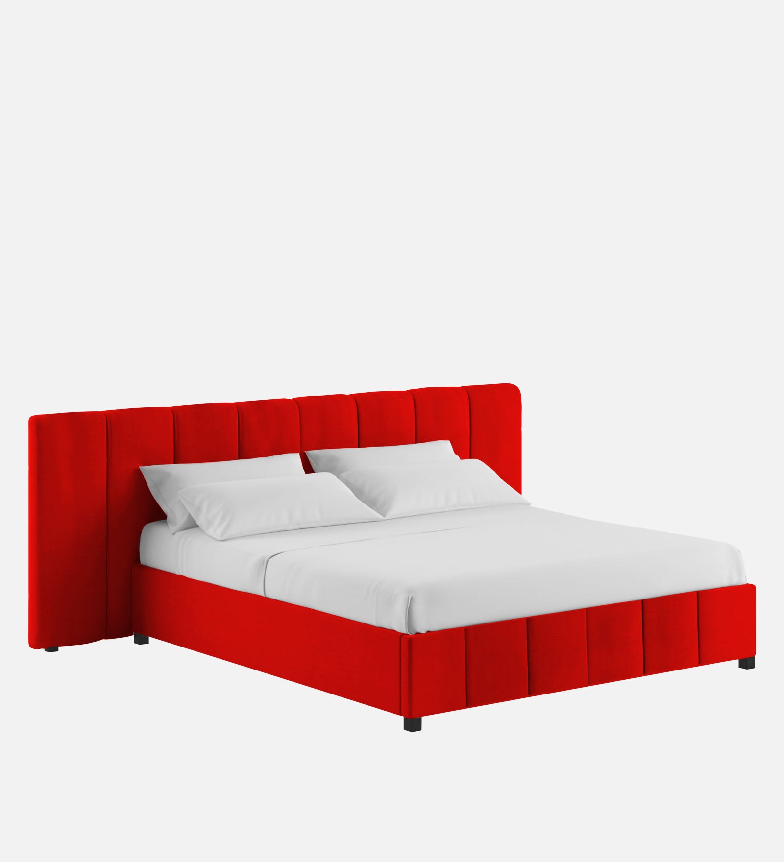 Nora Fabric King Size Bed In Ruby Red Colour