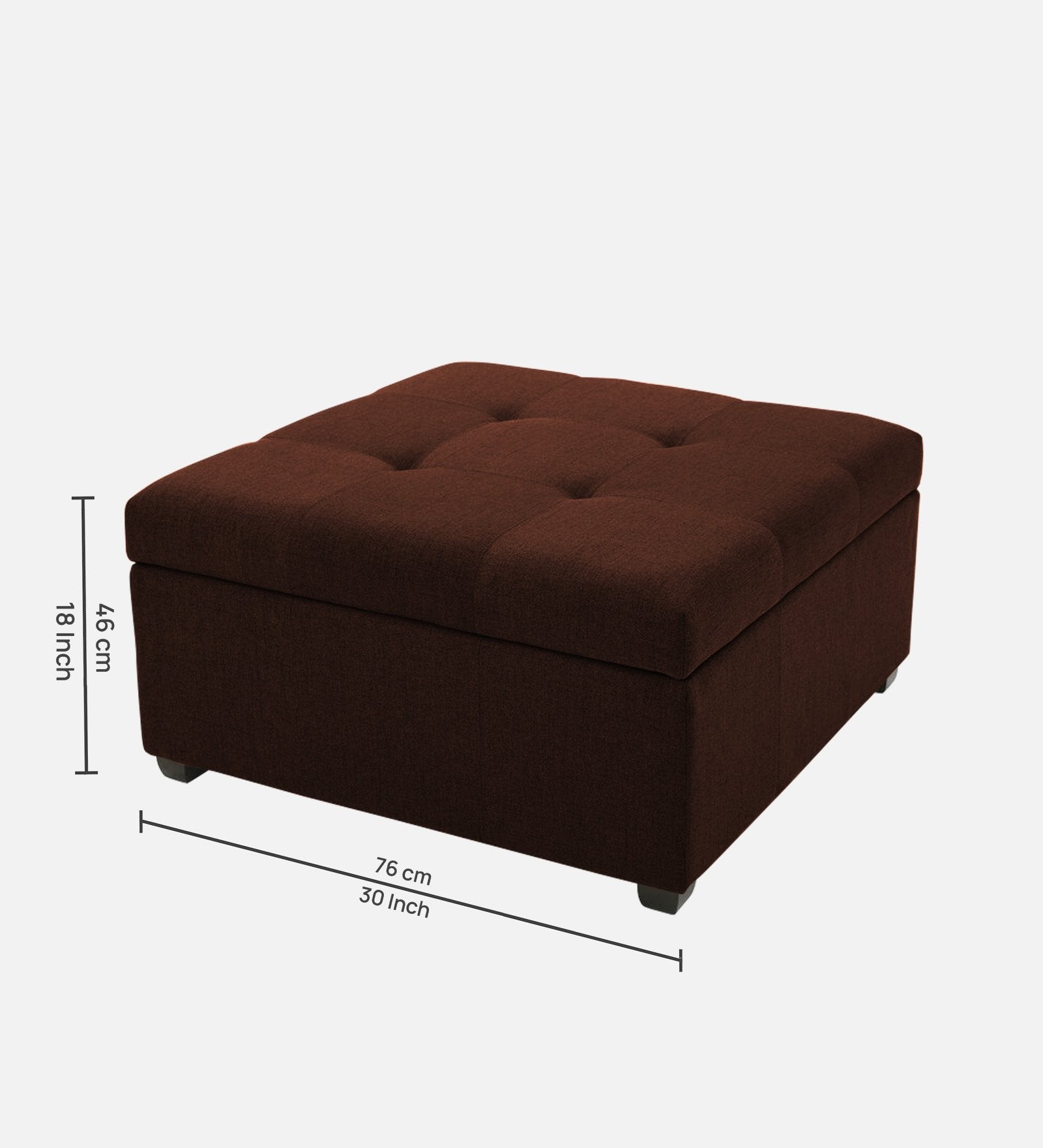 Mubila Fabric Ottoman In Coffee Brown Colour With Storage