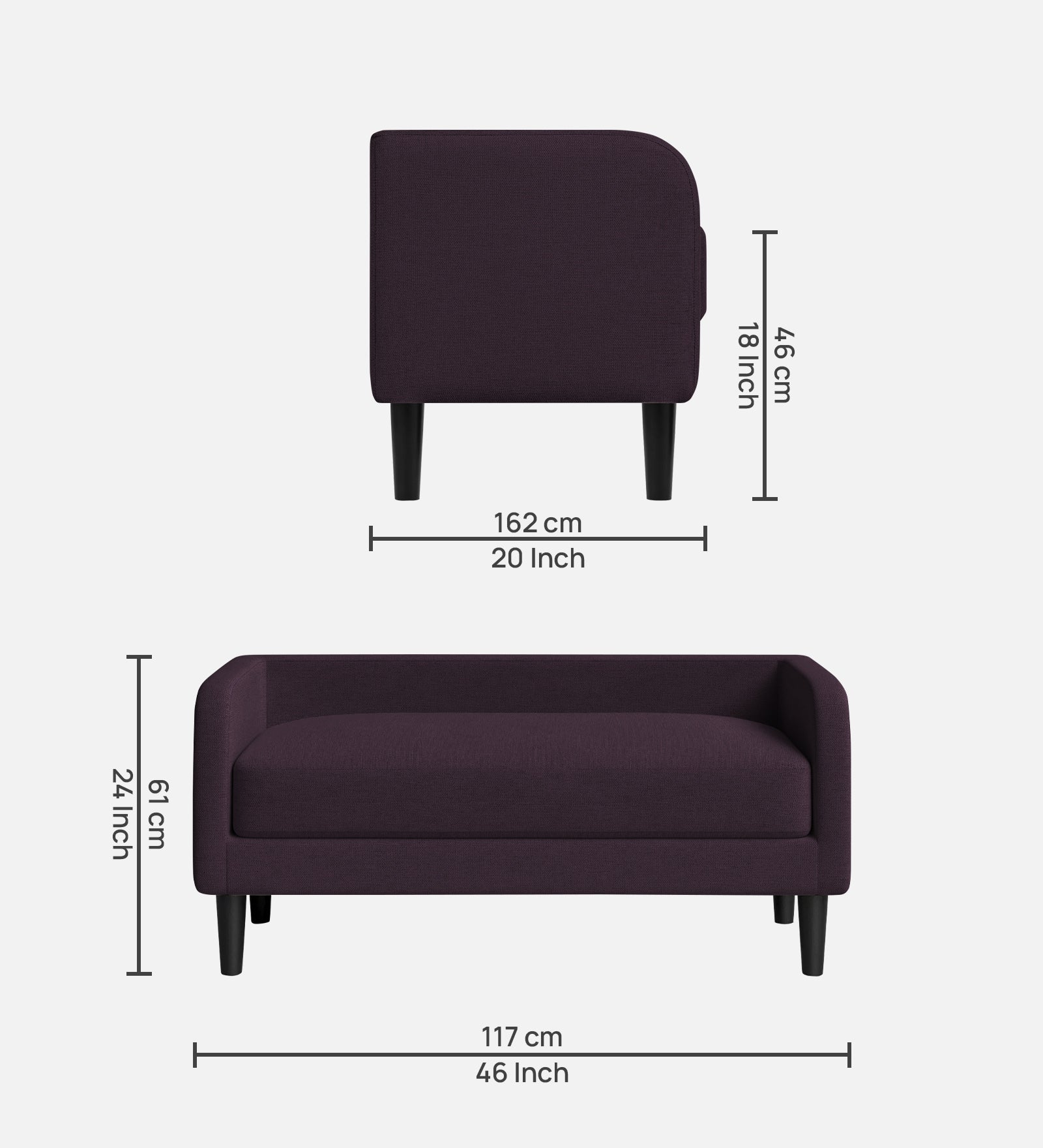 Maya Fabric Bench In Greek Purple Colour