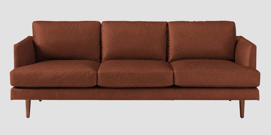 Sterio Leatherette 3 Seater Sofa In Sandle Brown Colour - Febonic Living