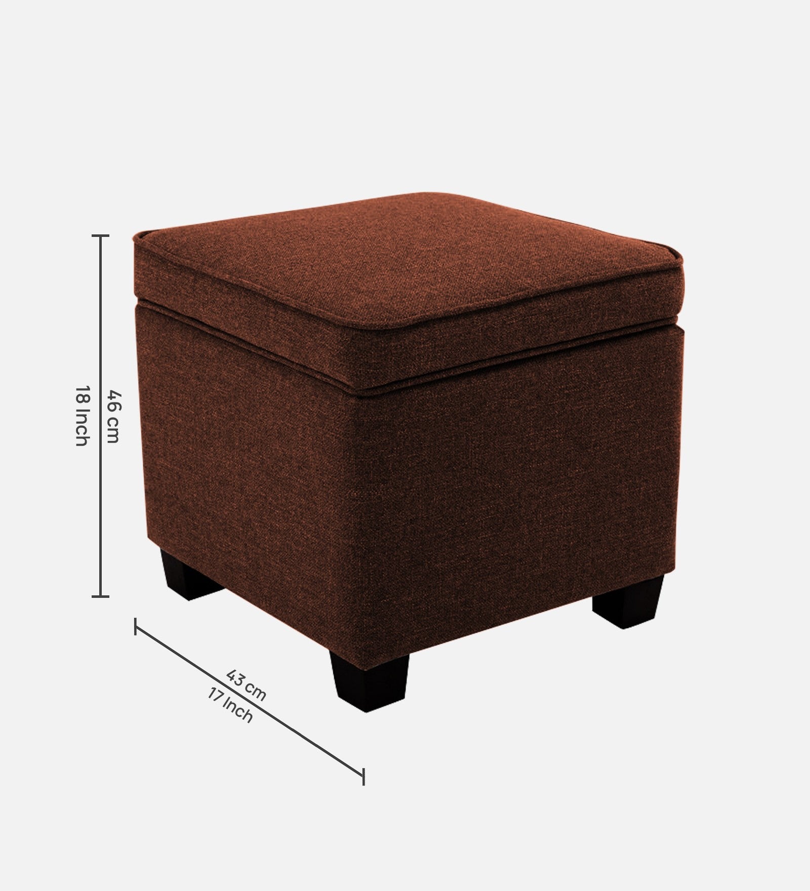 Sudan Fabric Storage Ottoman in Coffee Brown Colour