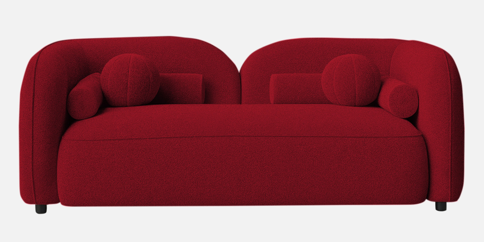 Corny Fur Fabric 2 Seater Sofa in Candy Red Colour